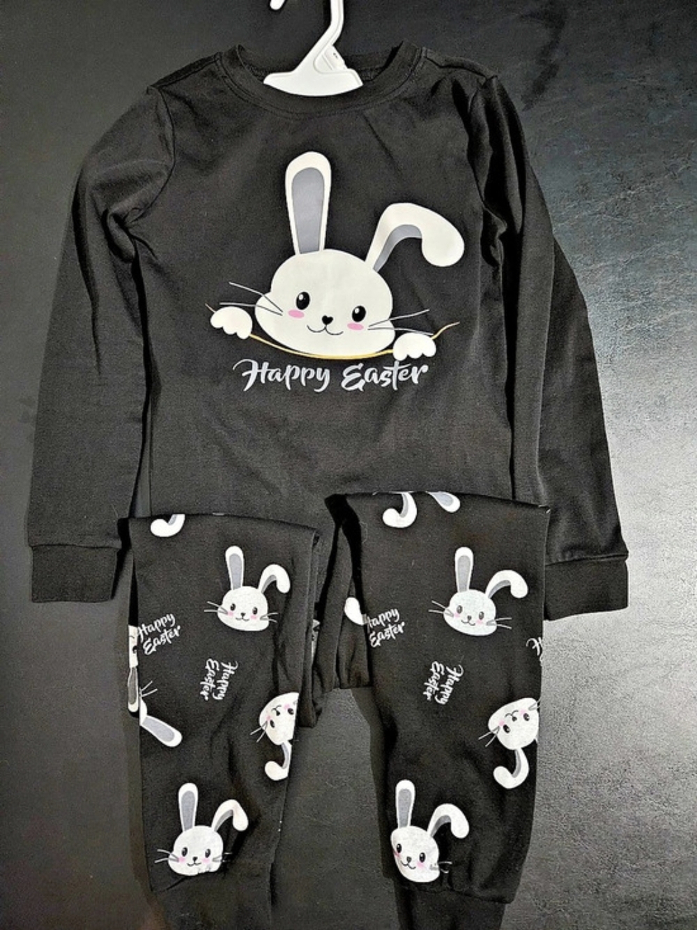 Kids Bunny Pajama Set in Black Like New